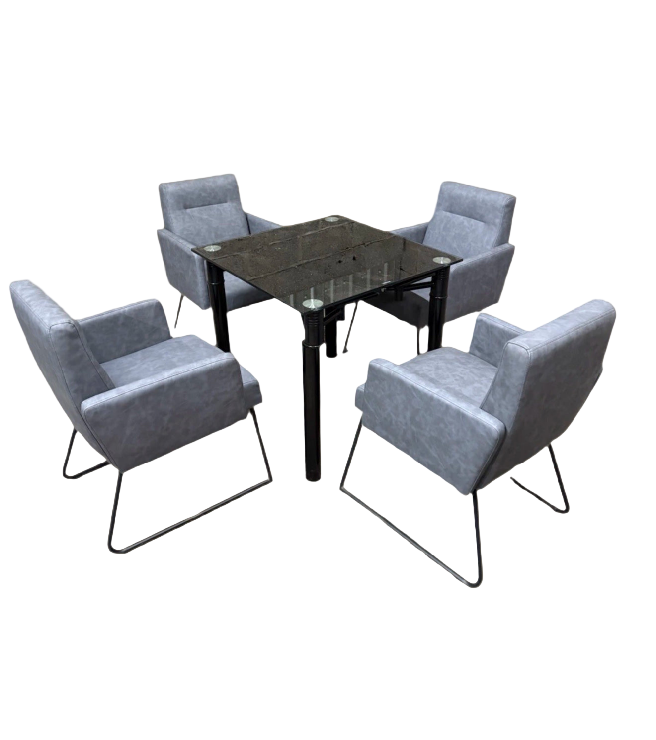 Dining Table and 4 Chairs Extendable – Black Glitter set