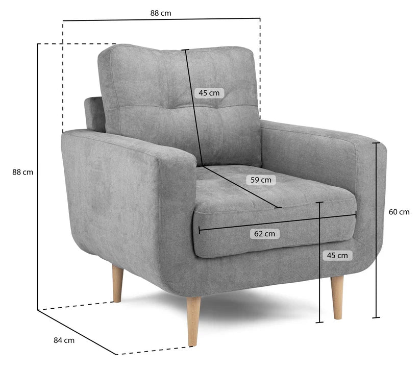 Vera 1 Seater Sofa Armchair – Stylish Grey Comfort Seating