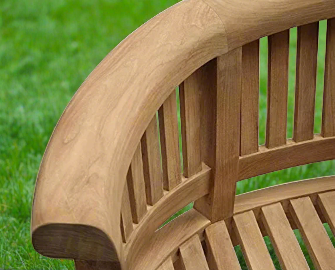 Teak Harmony Vertical Curved Bench 3 Seater Extra Thick