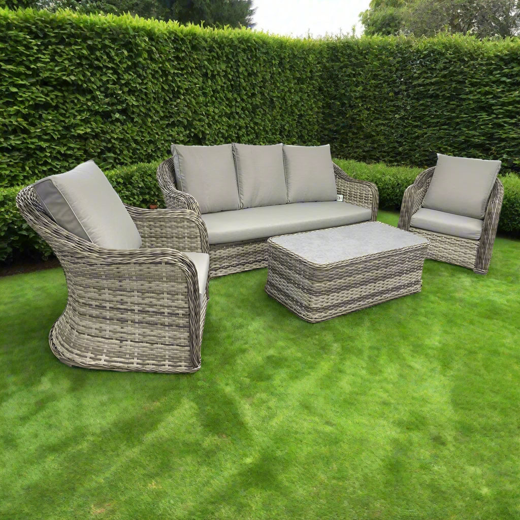 Crescent Deluxe Rattan Lounge Garden Set With Coffee Table