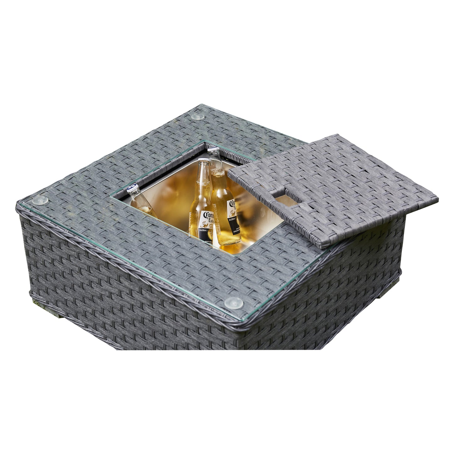 Luxury Malibu Rattan Ice bucket Corner Garden Set Outdoor Patio Furniture GREY