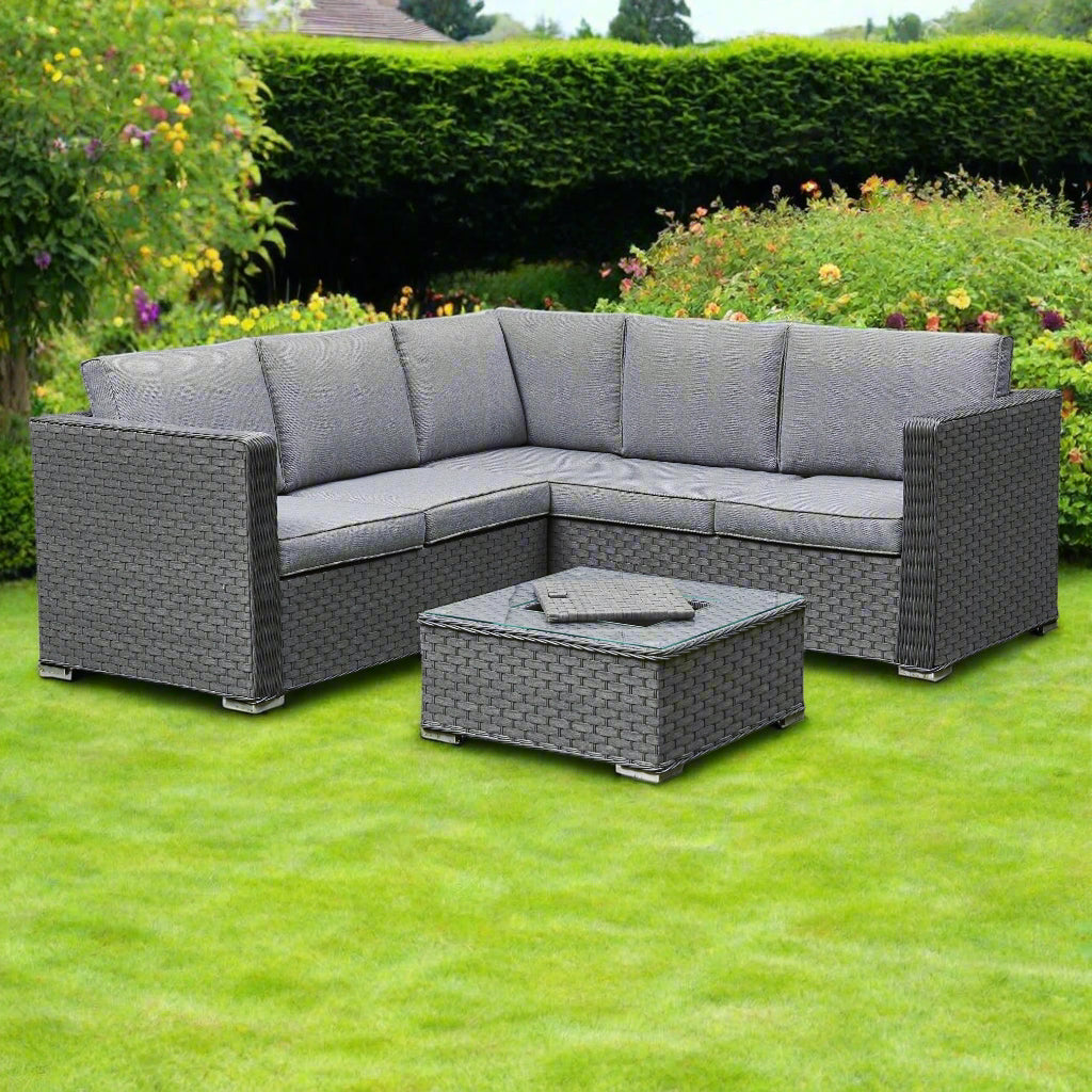 Luxury Malibu Rattan Ice bucket Corner Garden Set Outdoor Patio Furniture GREY