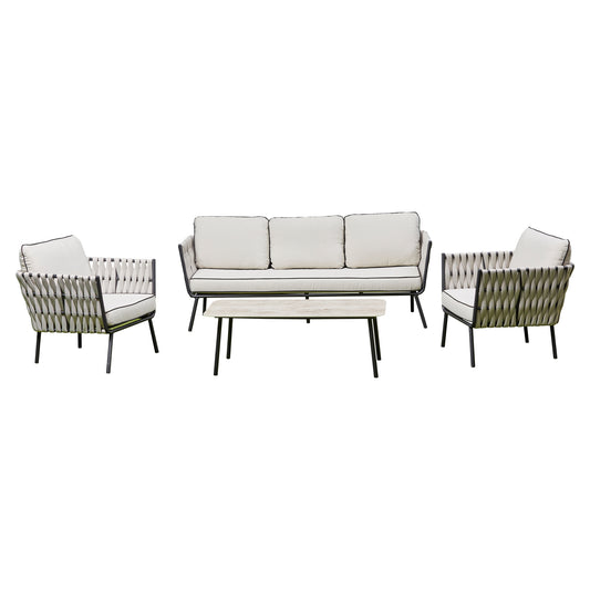 Aspen Aluminium & Rope Lounge Set – GREY