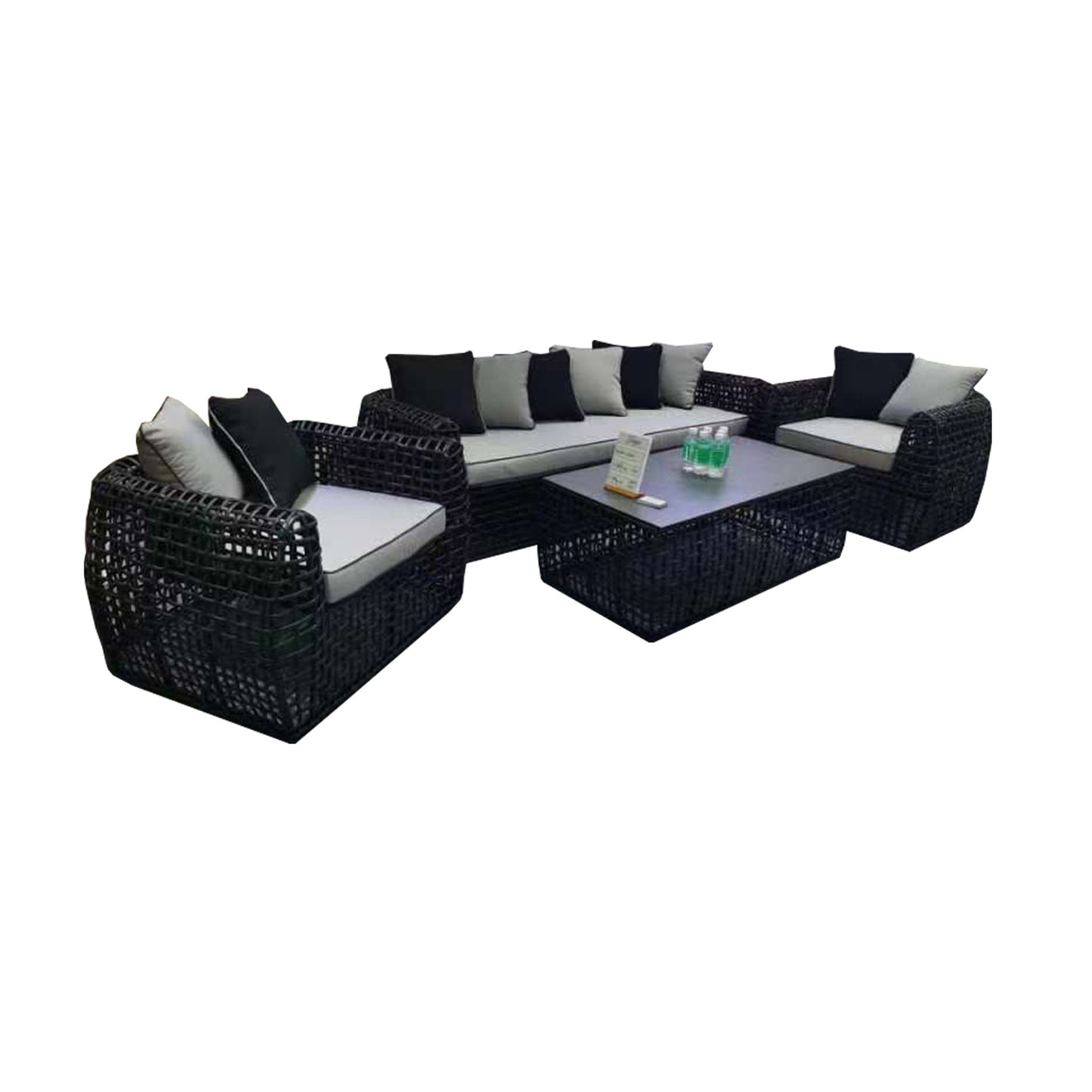 Malibu Rattan Garden Furniture Sofa Set - BLACK