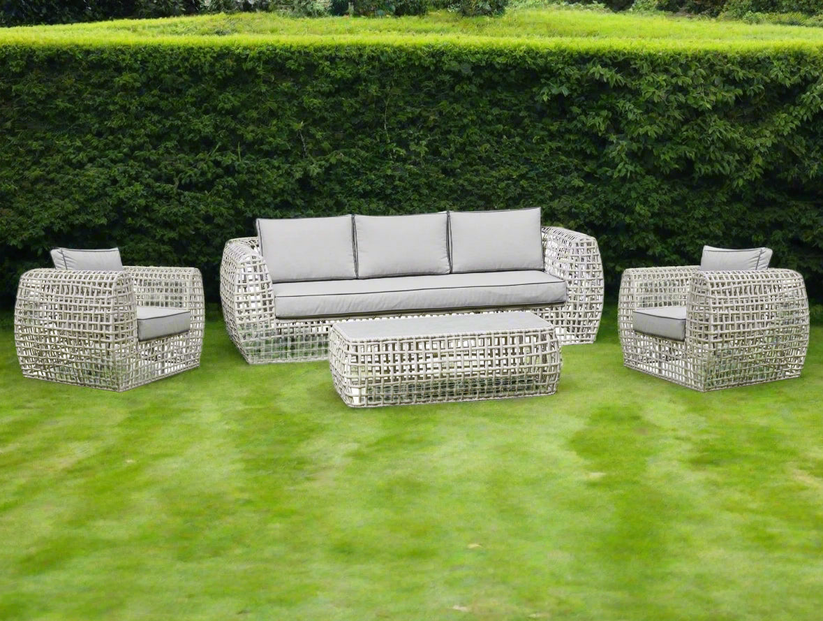 Malibu Rattan Garden Furniture Sofa Set - Beige