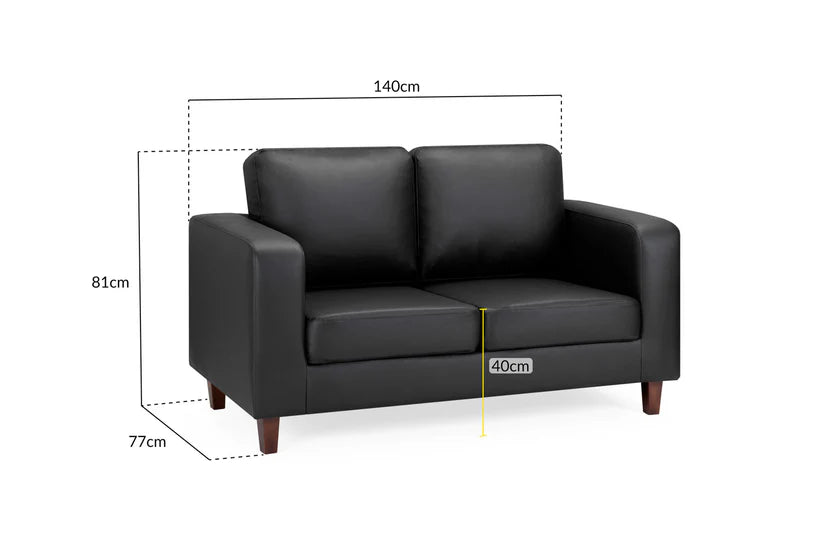 Knolo Black 2 Seater Sofa | Modern Compact Design