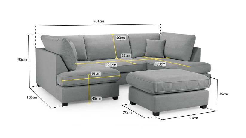 Chesbee Sofa U Shape Corner Sofa – Stylish Grey Comfort Seating