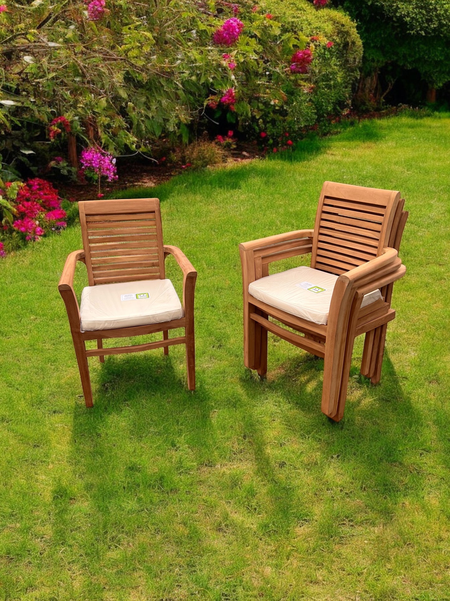 Western Teak Stacking Chair