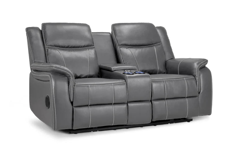 Flow Tech 2 Seater Electric Recliner Sofa – Stylish Grey Leather Comfort Seating