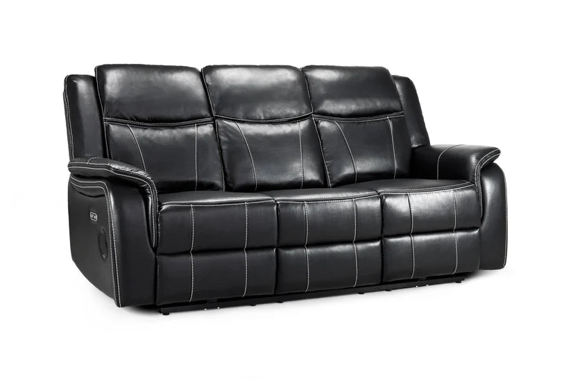 Flow Tech 3 Seater Electric Recliner Sofa – Stylish Black Leather Comfort Seating