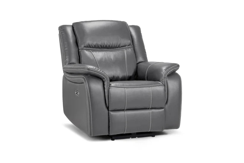 Flow Tech Armchair Electric Recliner Sofa – Stylish Grey Leather Comfort Seating