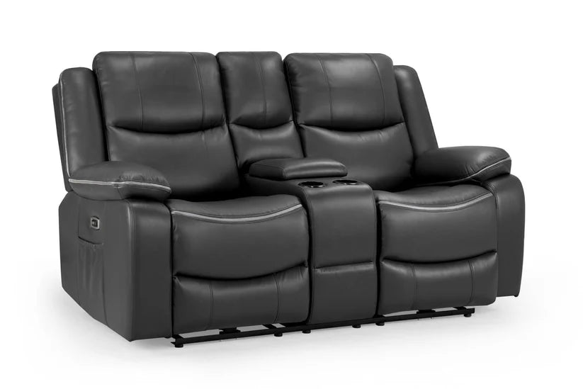 Flint 2 Seater Electric Recliner Sofa – Stylish Black Leather Comfort Seating