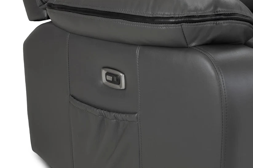 Flint 3+2 Seater Electric Recliner Sofa Set – Stylish Grey Leather Comfort Seating