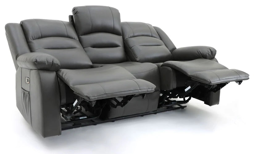Lumo 3 Seater Electric Recliner Sofa – Stylish Grey Leather Comfort Seating