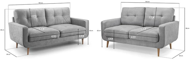 Vera 3 + 2 Seater Sofa Set – Stylish Grey Comfort Seating
