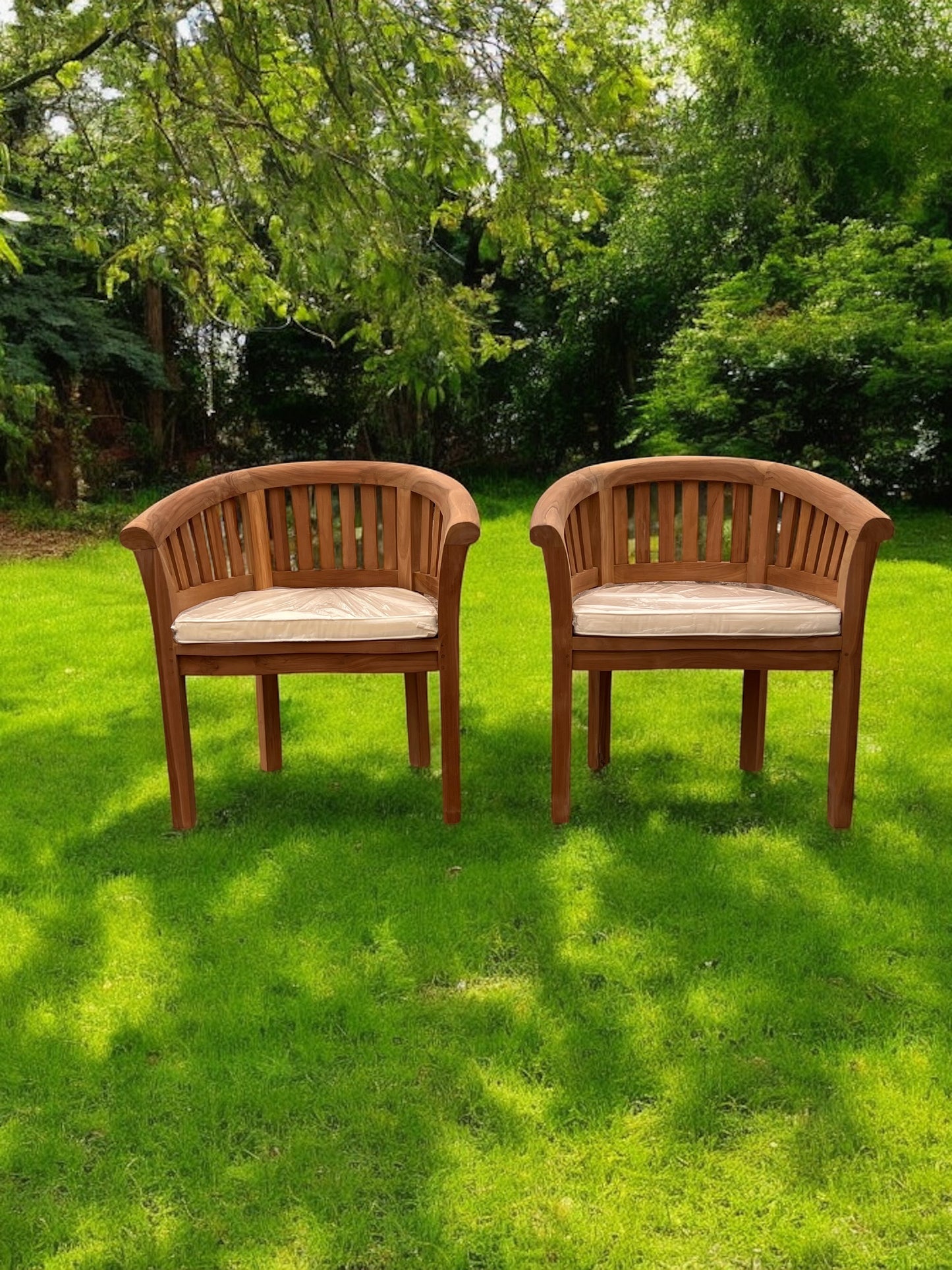 Two Teak Banana Chairs Vertical