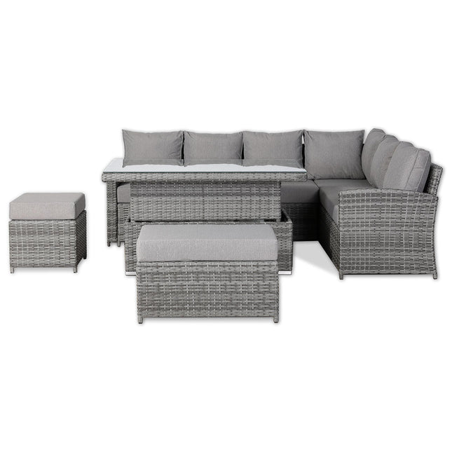 Solara Rattan Garden Furniture Corner Sofa Set With Rising Table - Right Hand