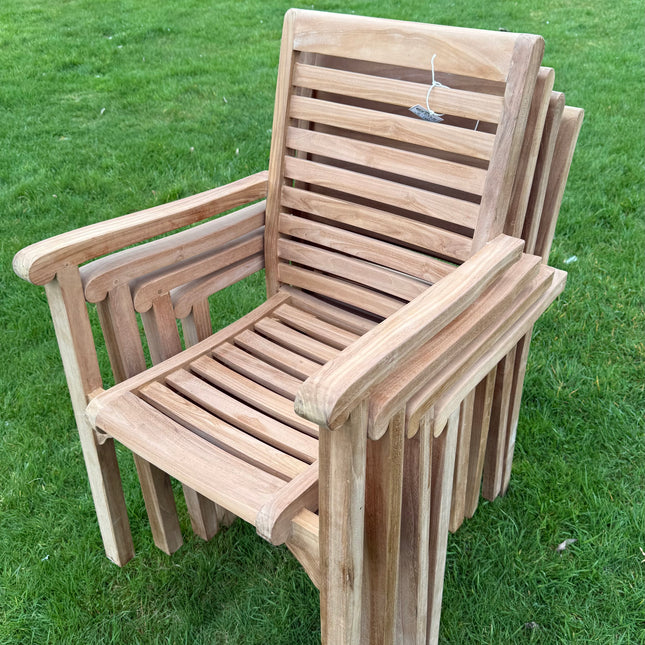 New Haven Teak Garden Stacking Chairs (4 Pack)