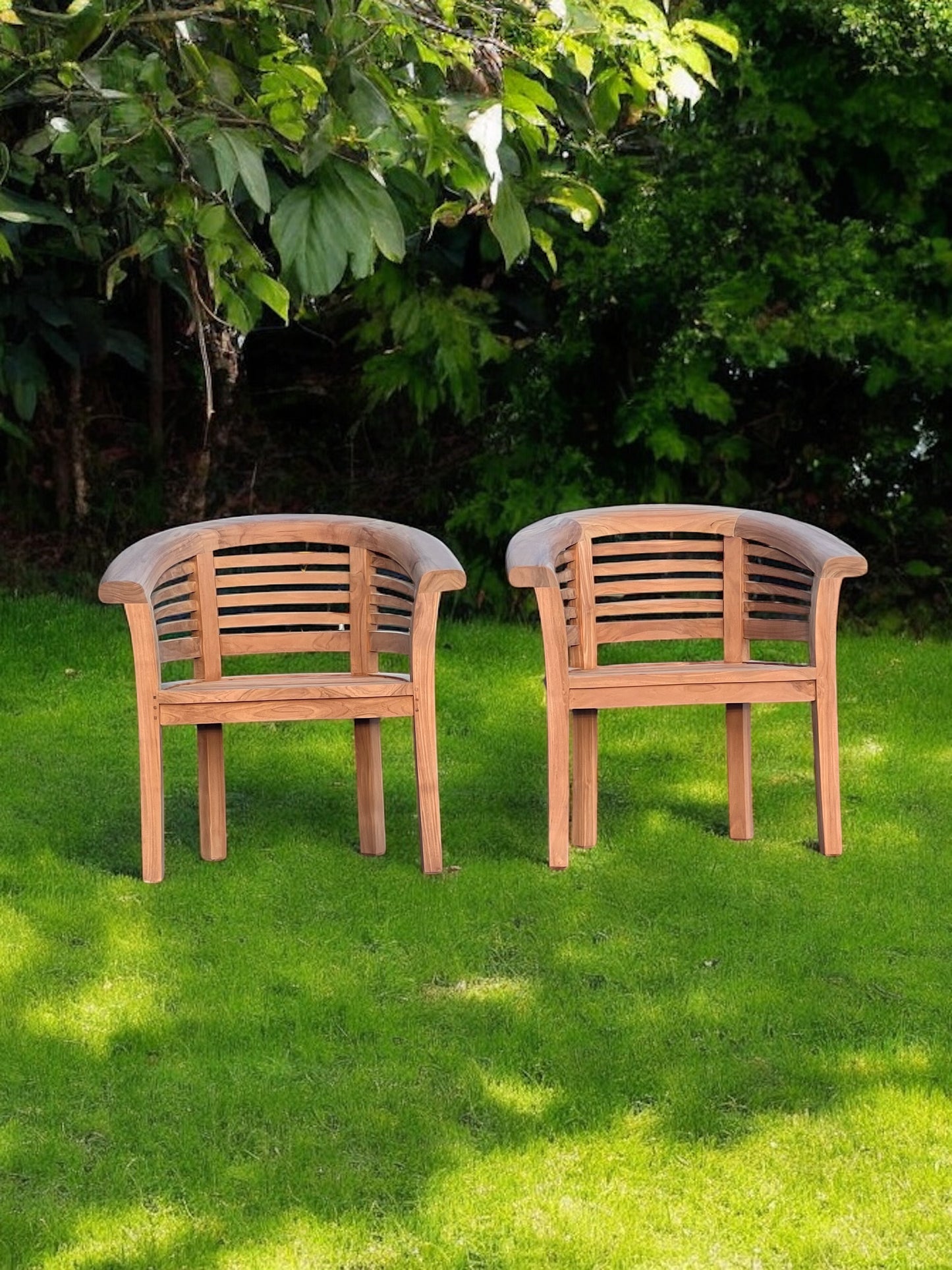 The Ultimate Teak Garden Bench Set Banana Extra Thick (Deluxe) Horizontal