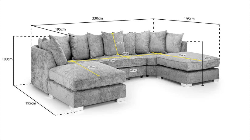 Diavlor Sofa U Shape Corner – Stylish Scatter Truffle Comfort Seating