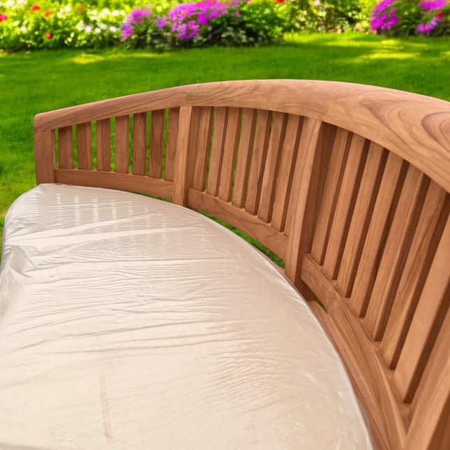 Teak Vertical Harmony Curved Garden Bench With Coffee Table Extra Thick (Deluxe) Two Piece Garden Set