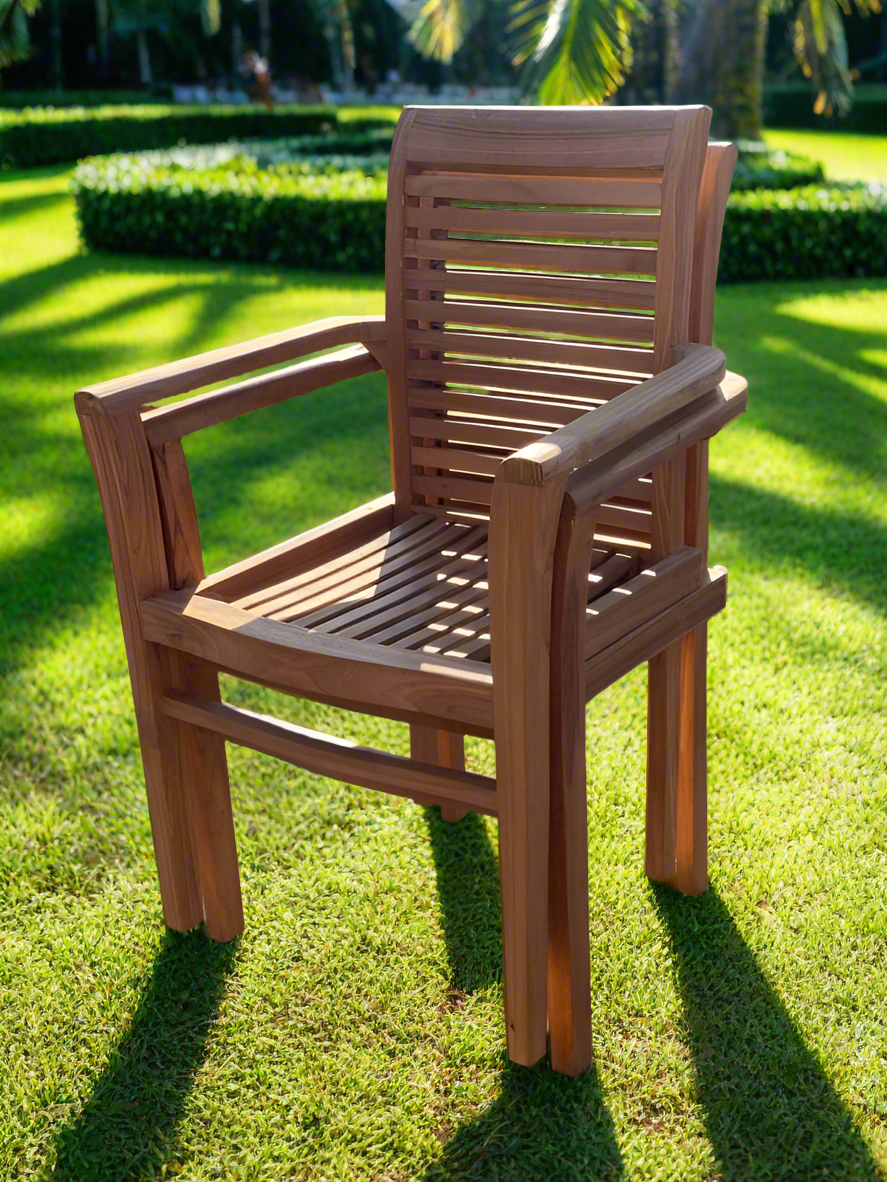 Western Teak Stacking Chairs (4 Pack)