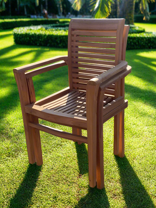 Western Teak Stacking Chair