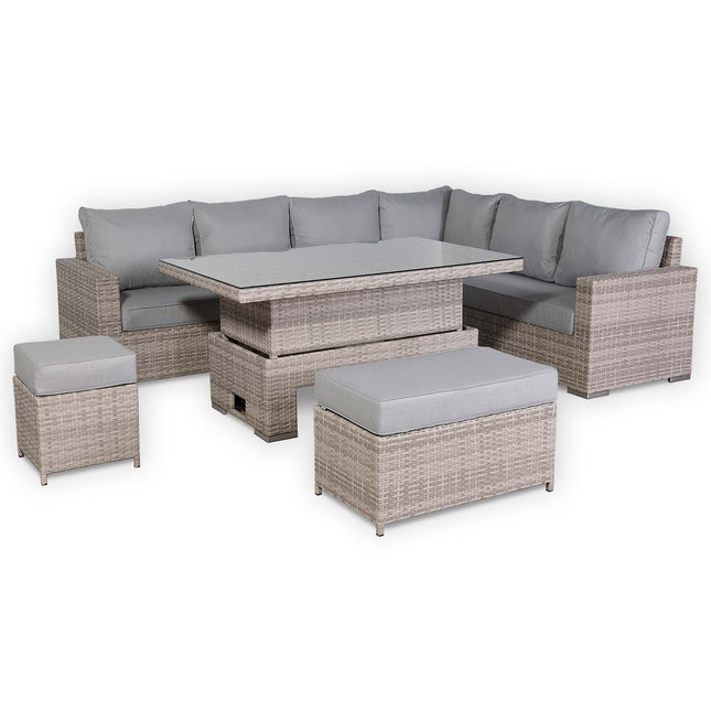 Ashford Rattan Garden Furniture Corner Sofa Set With Rising Table (Rectangle) - Right Hand