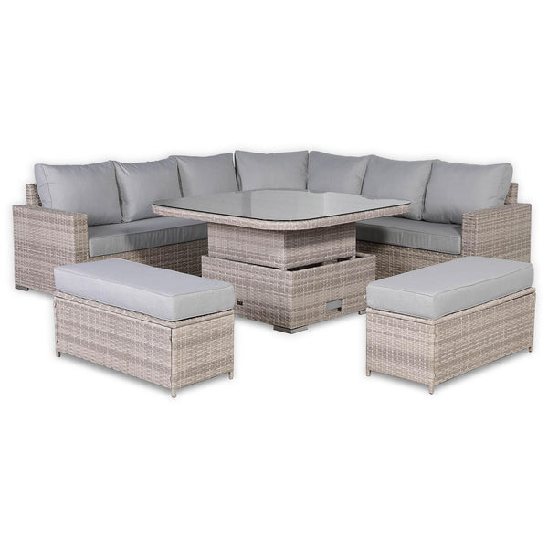 Ashford Rattan Garden Furniture Corner Sofa Set With Rising Table (Square) - Right Hand