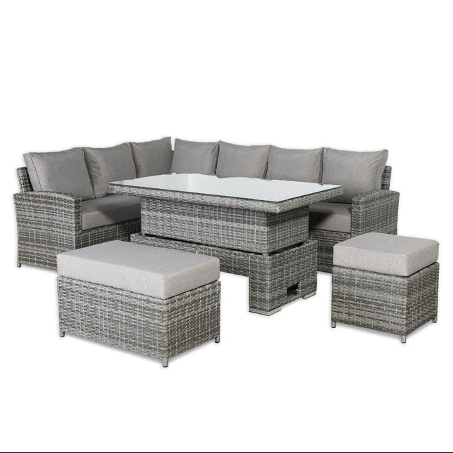 Solara Rattan Garden Furniture Corner Sofa Set With Rising Table - Left Hand
