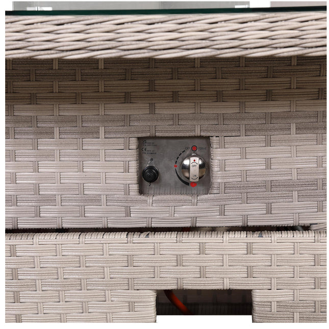 Eterna Rattan Garden Furniture Corner Sofa Set With Rising Firepit Table