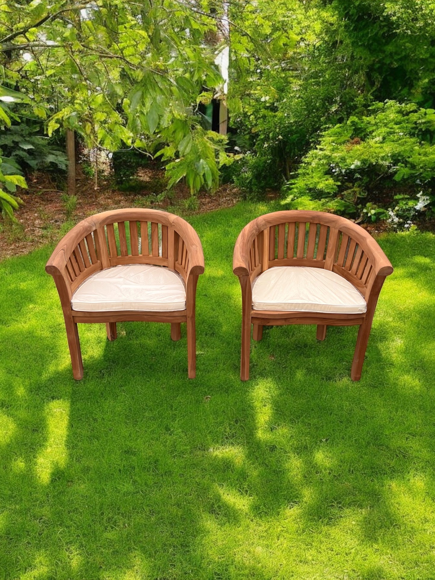 Two Teak Banana Chairs Vertical