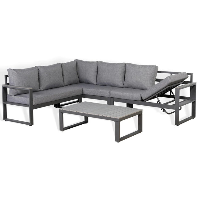 Arven Aluminium Garden Furniture Corner Sofa Set With Coffee Table - Left Hand