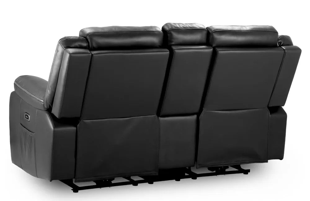 Flint 2 Seater Electric Recliner Sofa – Stylish Black Leather Comfort Seating