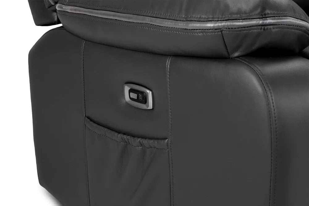 Flint 2 Seater Electric Recliner Sofa – Stylish Black Leather Comfort Seating