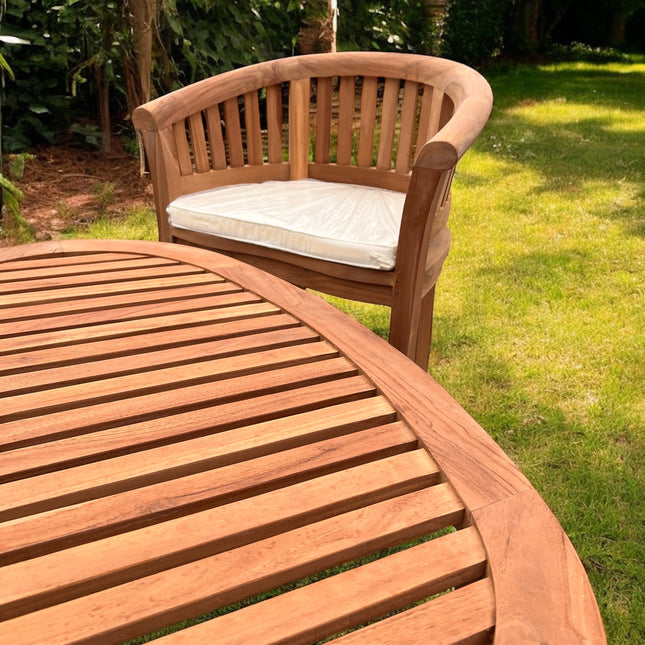 Teak Harmony Curved Garden Chair Set With Coffee Table Three Piece