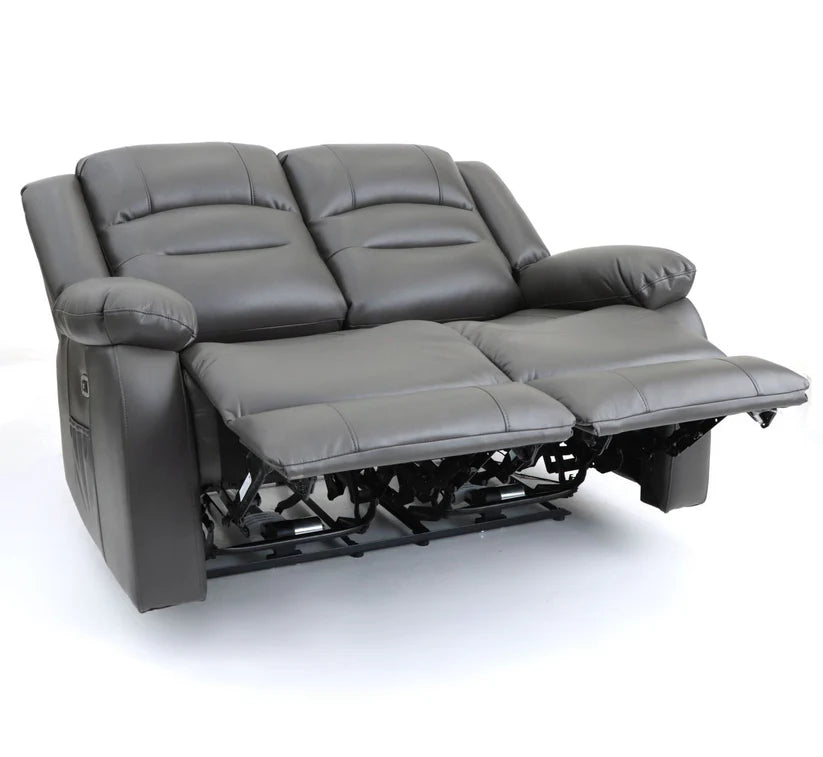 Lumo 2 Seater Electric Recliner Sofa – Stylish Grey Leather Comfort Seating