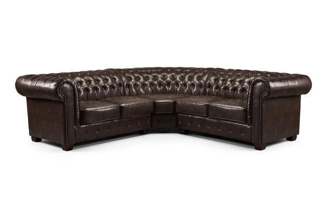 Chesterfield Sofa Antique Brown Large Corner