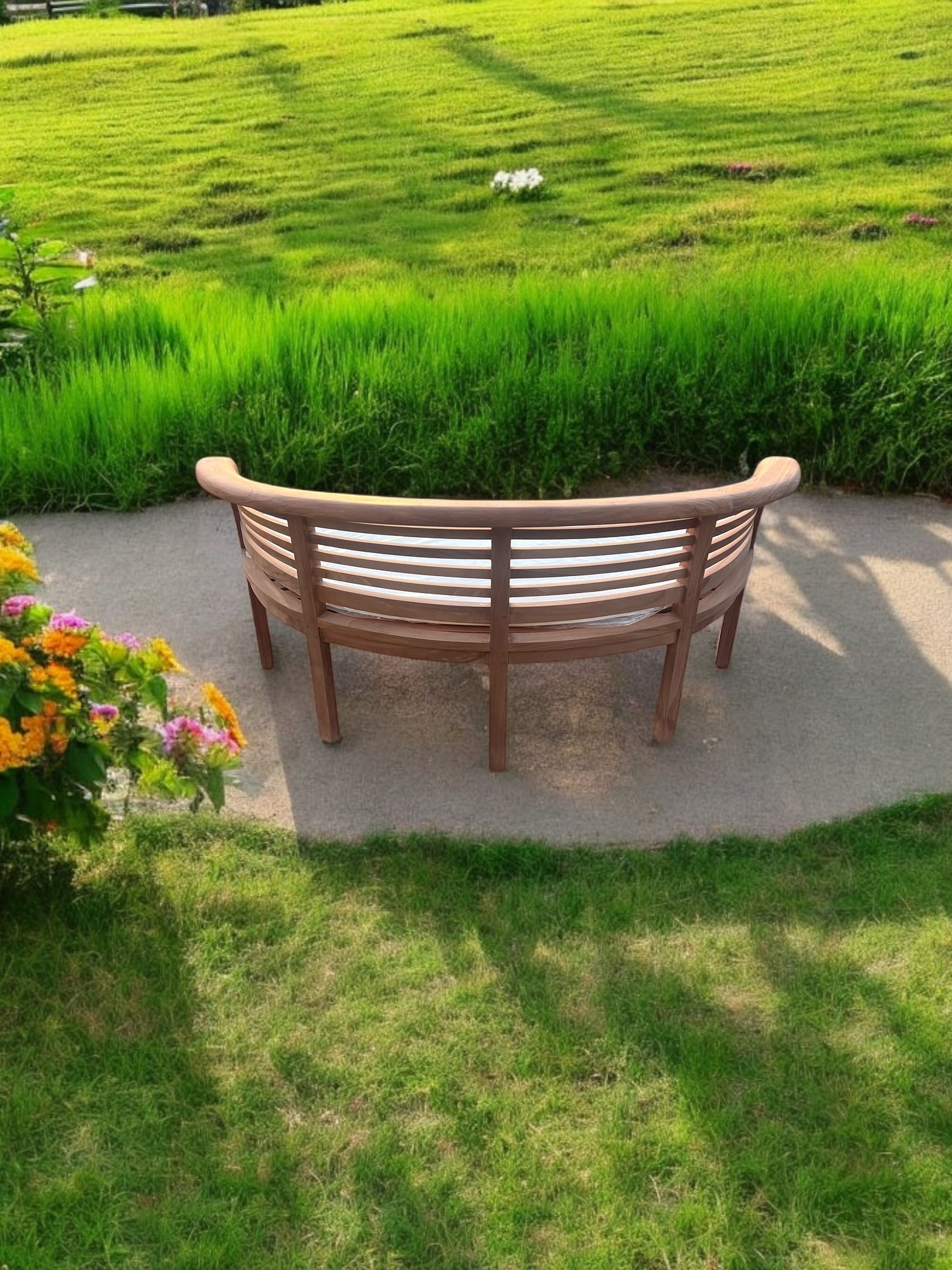 The Ultimate Teak Garden Bench Set Banana Extra Thick (Deluxe) Horizontal