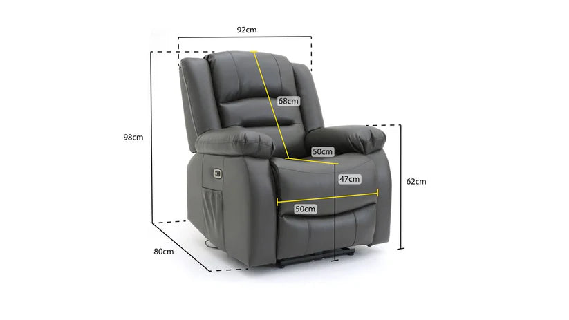 Lumo Armchair Electric Recliner Sofa – Stylish Grey Leather Comfort Seating