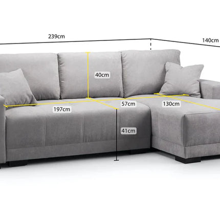 Nest Sofa Bed L Shape Corner – Stylish Grey Comfort Seating (Right Hand)