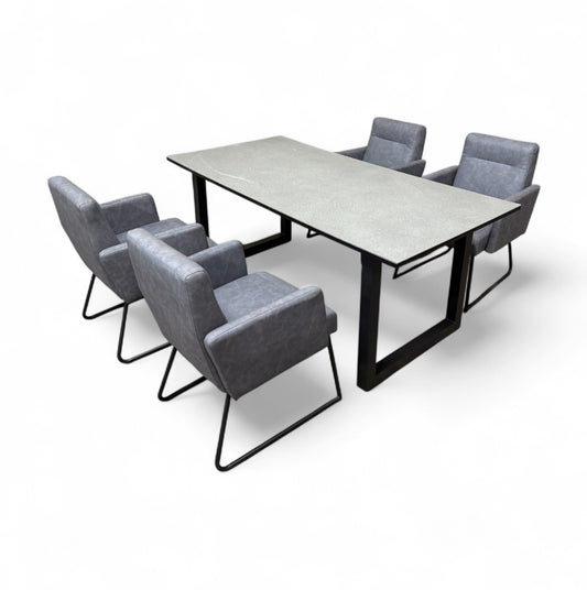 Grey Indoor Dining Table and 4 Chairs Set – Modern 5-Piece Dining Furniture | RK Garden Furniture