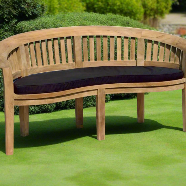 Teak Harmony Vertical Curved Bench 3 Seater Extra Thick