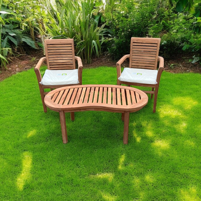 Harmony Teak Garden Chairs Set With Coffee Table Three Piece