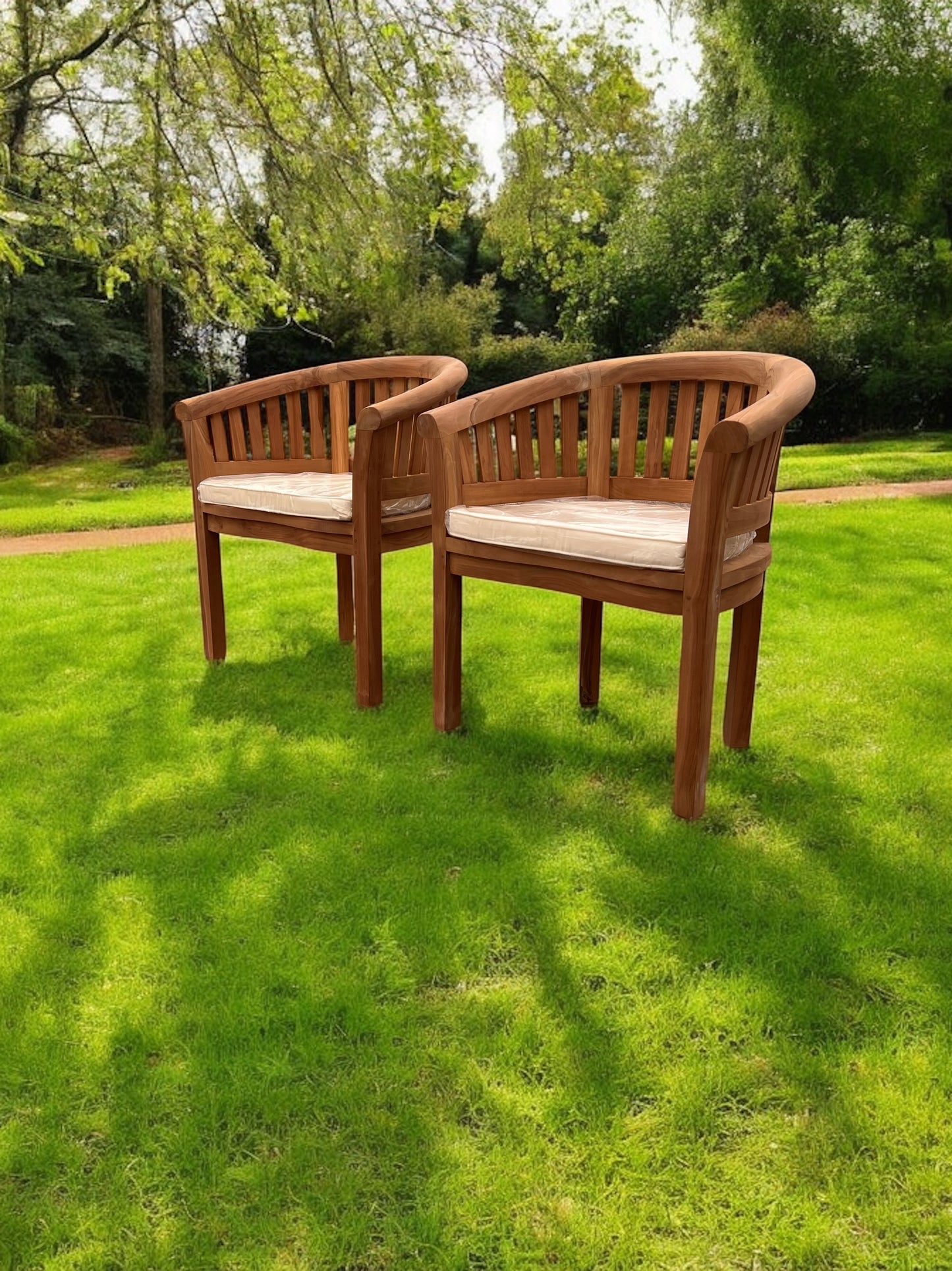 Two Teak Banana Chairs Vertical