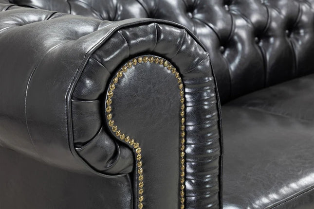 Chesterfield Sofa Black 2 Seater