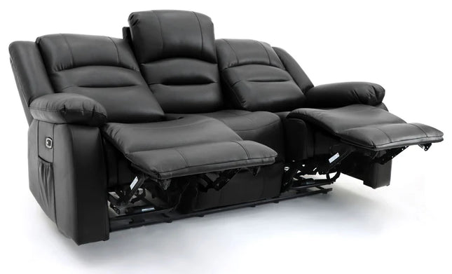 Lumo 3 Seater Electric Recliner Sofa – Stylish Black Leather Comfort Seating