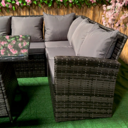 Bliss Rattan Garden Furniture Fire Pit Corner Sofa Set