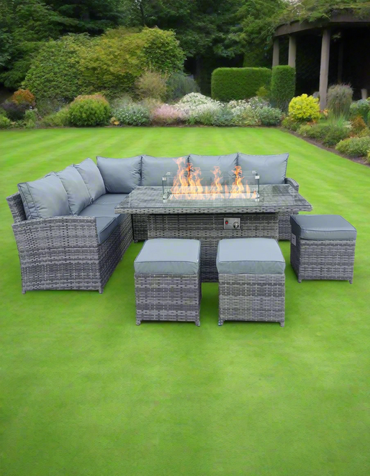 Rattan Heatwave Corner Firepit Set