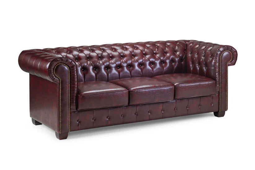 Chesterfield Sofa Red 3 Seater